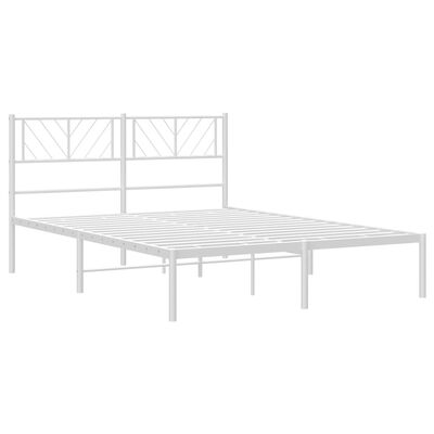 vidaXL Metal Bed Frame without Mattress with Headboard White 53.1"x74.8"