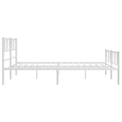 vidaXL Metal Bed Frame without Mattress with Footboard White 72"x83.9"