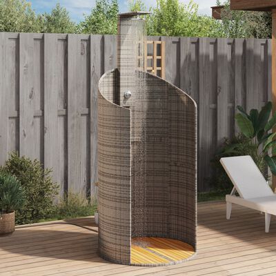 vidaXL Outdoor Shower Gray 39.4"x39.4"x95.1" Poly Rattan and Acacia Wood