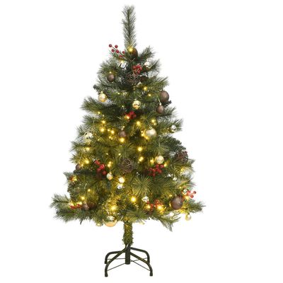 vidaXL Artificial Hinged Christmas Tree 150 LEDs & Ball Set 47.2"