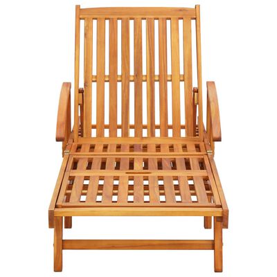 vidaXL Patio Sun Lounger with Cushion Solid Acacia Wood