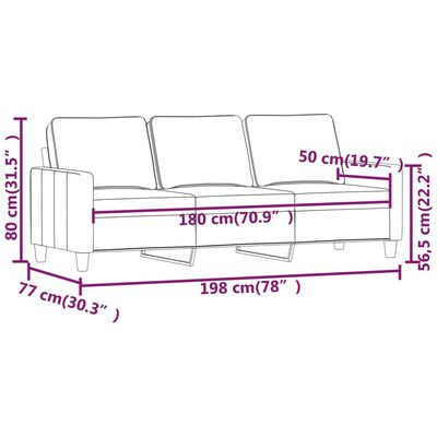 vidaXL 3-Seater Sofa Light Gray 70.9" Velvet