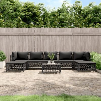 vidaXL 8 Piece Patio Lounge Set with Cushions Anthracite Steel