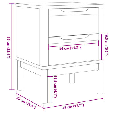 vidaXL Bedside Cabinet FLORO Gray 17.7"x15.4"x22.4" Solid Wood Pine