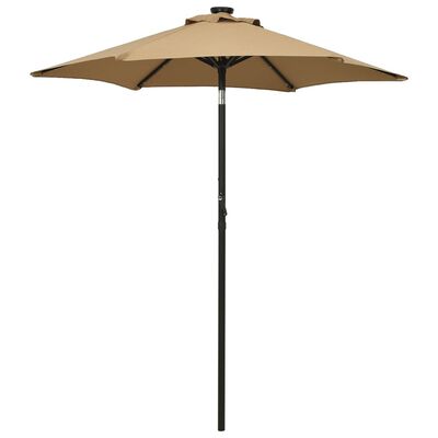 vidaXL Garden Parasol with LED Lights Taupe 78.7"x83.1" Aluminum