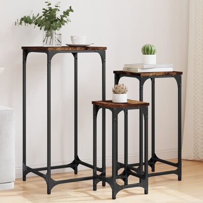 vidaXL Nesting Side Tables 3 pcs Smoked Oak Engineered Wood