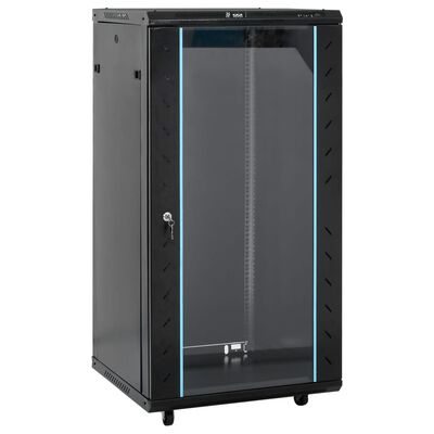 vidaXL 22U Network Cabinet 19" IP20 Black 23.6"x23.6"x47.2"