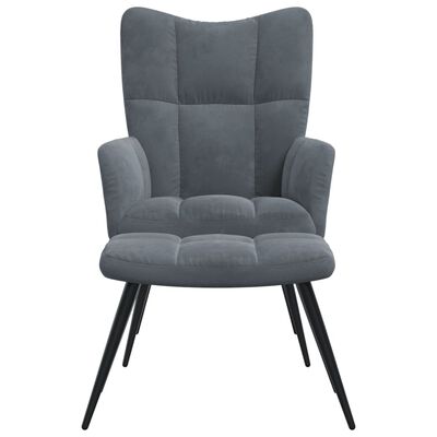 vidaXL Relaxing Chair with a Stool Dark Gray Velvet