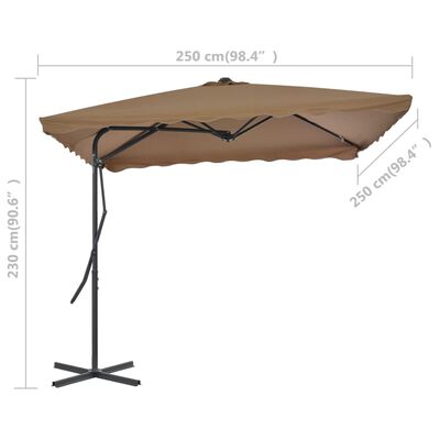 vidaXL Garden Parasol with Steel Pole 98.4"x98.4" Taupe