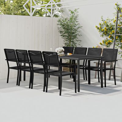 vidaXL 9 Piece Patio Dining Set Steel