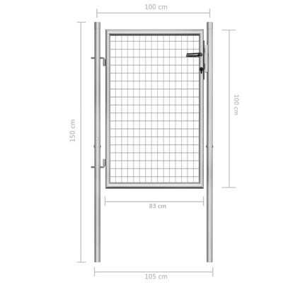 vidaXL Garden Gate Galvanized Steel 41.3"x59.1" Silver