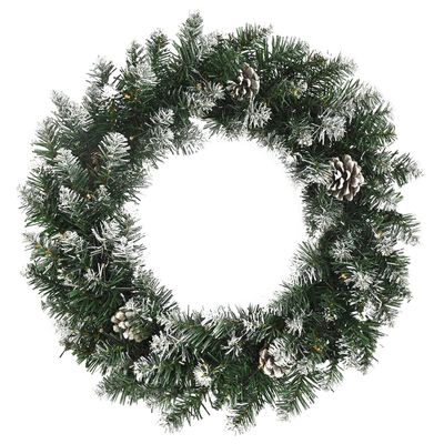 vidaXL Christmas Wreath with LED Lights Green 23.6" PVC