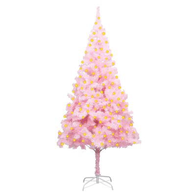 vidaXL Artificial Pre-lit Christmas Tree with Stand Pink 70.9" PVC