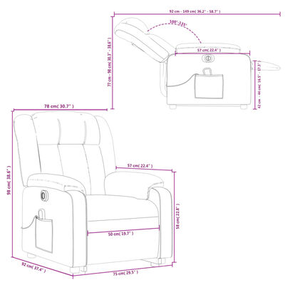 vidaXL Electric Stand up Massage Recliner Chair Dark Gray Fabric