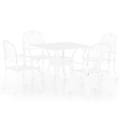 vidaXL 5 Piece Bistro Set Cast Aluminum White