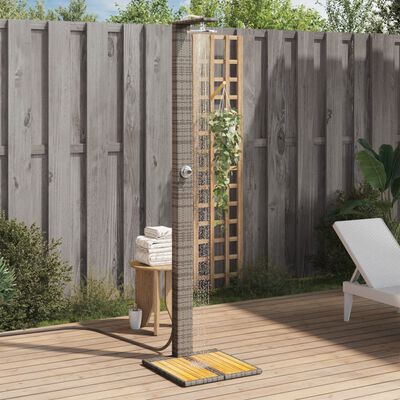 vidaXL Outdoor Shower Gray 19.7"x21.7"x88.2" Poly Rattan and Acacia Wood