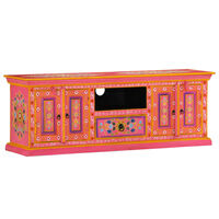 vidaXL TV Stand Pink 43.3"x11.8"x15.7" Solid Wood Mango