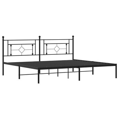 vidaXL Metal Bed Frame without Mattress with Headboard Black 76"x79.9"