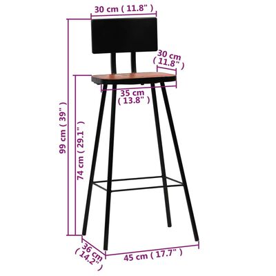 vidaXL Bar Set 5 Piece Solid Reclaimed Wood Multicolor