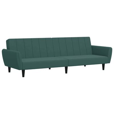 vidaXL 2-Seater Sofa Bed with Footstool Dark Green Velvet