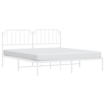 vidaXL Metal Bed Frame without Mattress with Headboard White 72"x83.9"