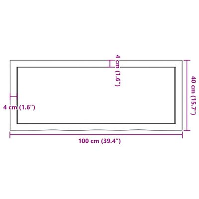 vidaXL Table Top Light Brown 39.4"x15.7"x(0.8"-2.4") Treated Solid Wood Oak