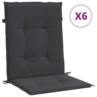 vidaXL Garden Lowback Chair Cushions 6 pcs Black 39.4"x19.7"x1.2" Oxford Fabric