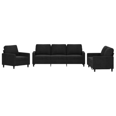 vidaXL 3 Piece Sofa Set with Cushions Black Velvet