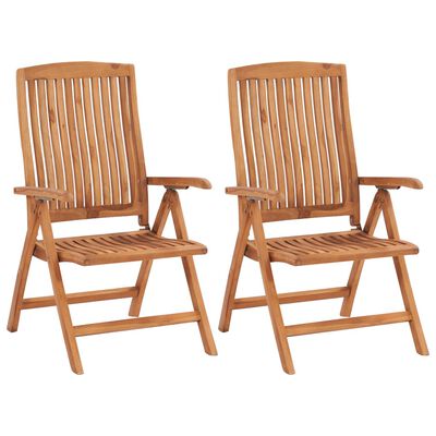 vidaXL Patio Chairs 2 pcs with Gray Cushions Solid Teak Wood