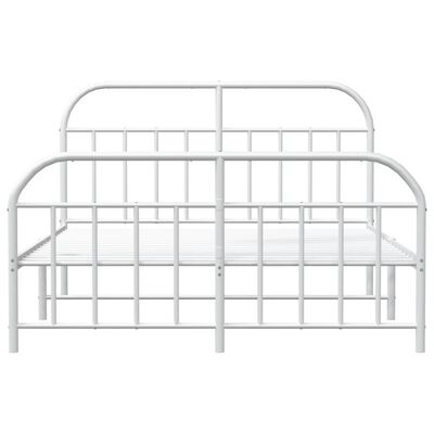 vidaXL Metal Bed Frame with Headboard and Footboard White 53.9"x74.8" Full