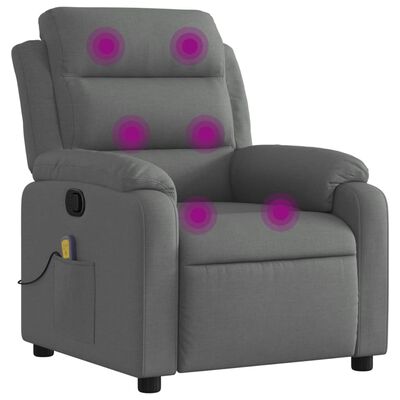 vidaXL Massage Recliner Chair Dark Gray Fabric