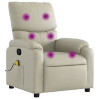 vidaXL Massage Recliner Chair Cream Faux Leather