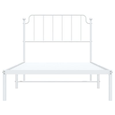 vidaXL Metal Bed Frame with Headboard White 39.4"x78.7"