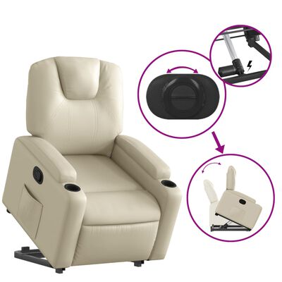 vidaXL Stand up Recliner Chair Cream Faux Leather