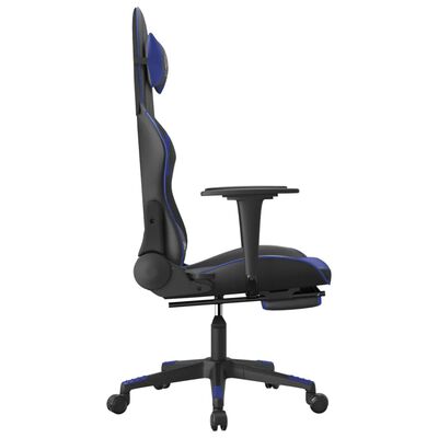 vidaXL Gaming Chair with Footrest Black and Blue Faux Leather