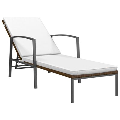 vidaXL Sun Loungers 2 pcs with Table Poly Rattan Brown