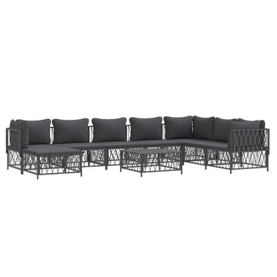 vidaXL 9 Piece Patio Lounge Set with Cushions Anthracite Steel