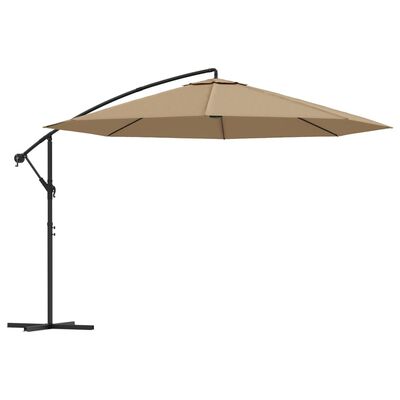 vidaXL Cantilever Umbrella with Aluminum Pole 137.8" Taupe