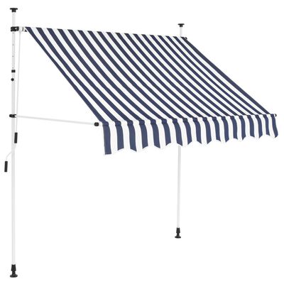 vidaXL Manual Retractable Awning 59" Blue and White Stripes