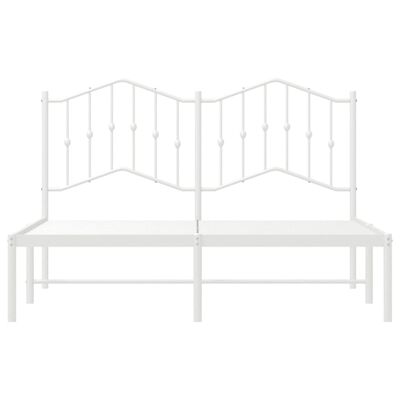 vidaXL Metal Bed Frame without Mattress with Headboard White 53.1"x74.8"