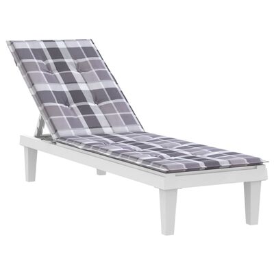 vidaXL Deck Chair Cushion Gray Check Pattern (29.5"+41.3")x19.7"x1.6"