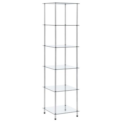 vidaXL 6-Tier Shelf Transparent 15.7"x15.7"x63" Tempered Glass