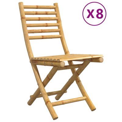 vidaXL Folding Patio Chairs 8 pcs 16.9"x21.3"x34.6" Bamboo