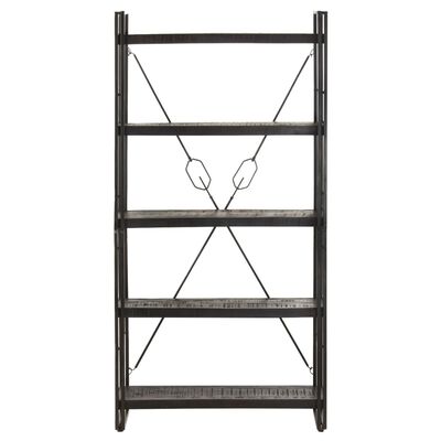 vidaXL 5-Tier Bookcase Black 35.4"x11.8"x70.9" Solid Mango Wood