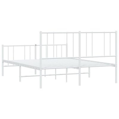 vidaXL Metal Bed Frame without Mattress with Footboard White 53.1"x74.8"