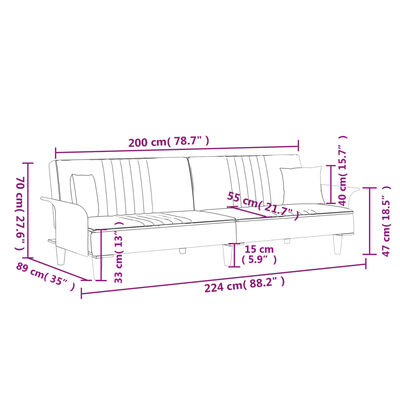 vidaXL Sofa Bed with Armrests Light Gray Fabric