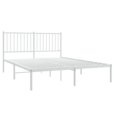 vidaXL Metal Bed Frame with Headboard White 53.9"x74.8" Full