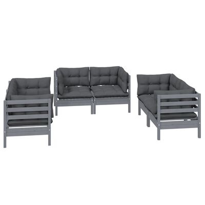 vidaXL 6 Piece Patio Lounge Set with Cushions Solid Pinewood