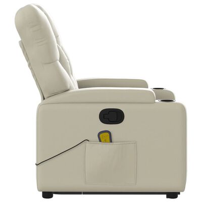 vidaXL Stand up Massage Recliner Chair Cream Faux Leather