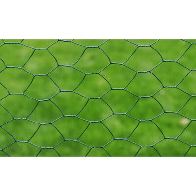 vidaXL Chicken Wire Fence with PVC Coating 82'x1.6' Green